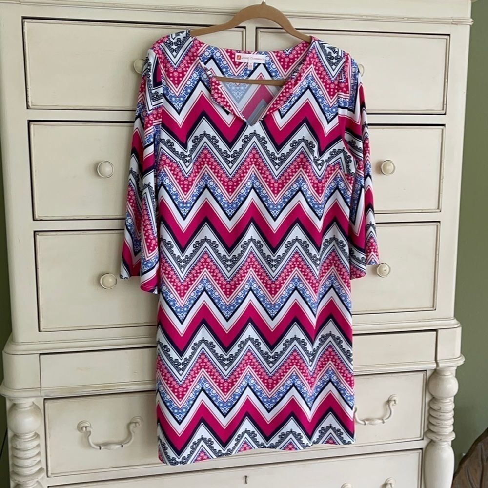 Jude Connally Chevron Print Dress size M